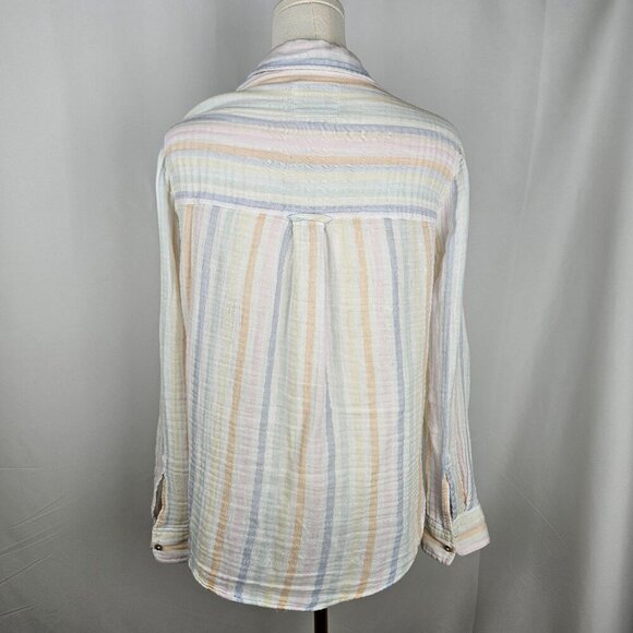 Rails Ellis Aurora Shirt Medium Gauze Pastel Stripe Button Long Sleeve Cotton - Picture 4 of 10